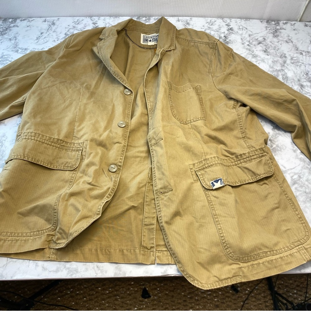 - Converse One Star Khaki Button Front Trendy Sport Coat Blazer Jacket X-L…